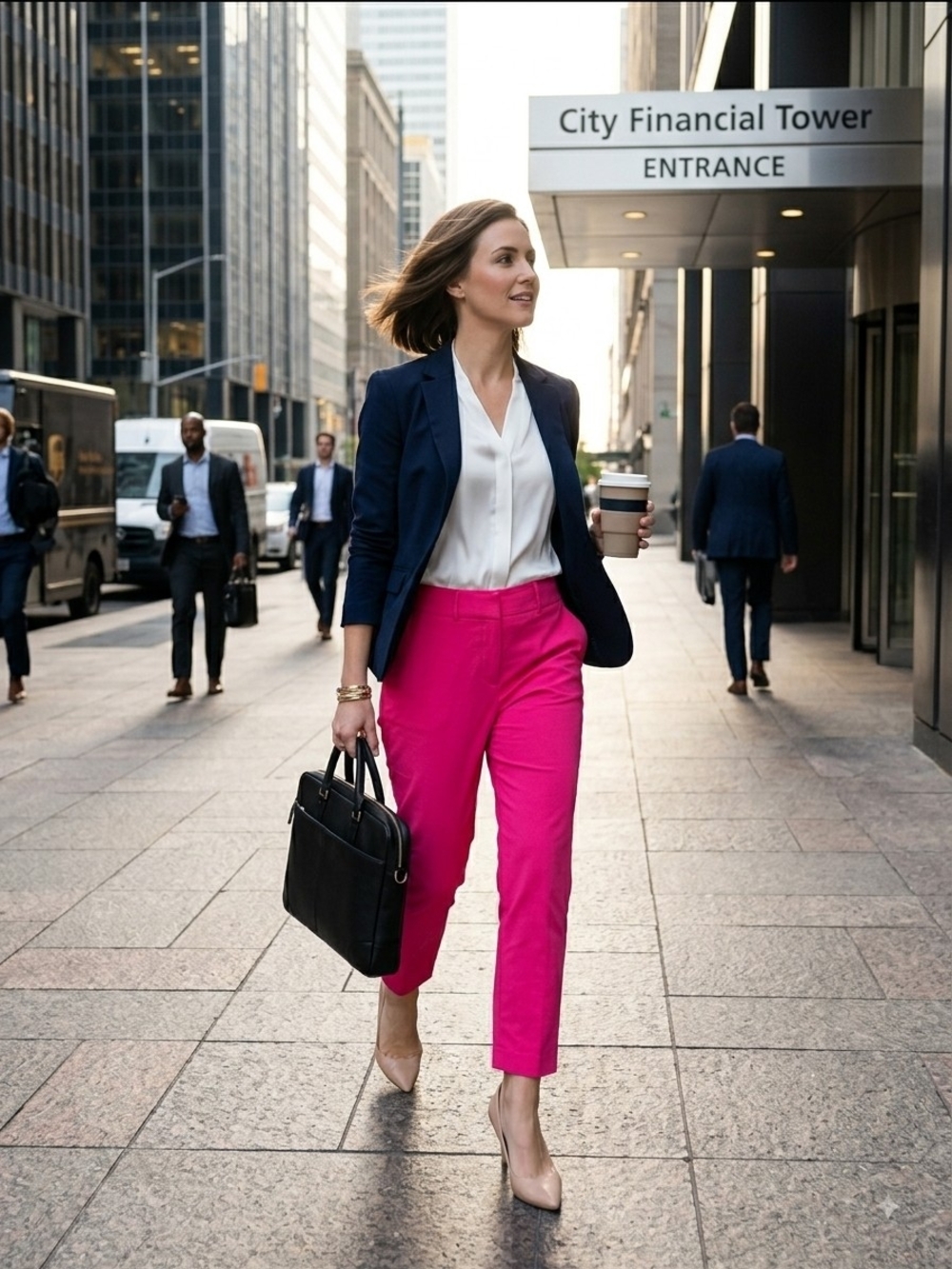 Contemporary High-Rise Cropped Trousers in Hot Pink - Women's